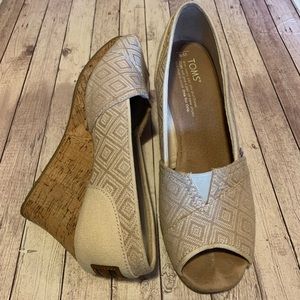 TOMS | Women’s Cork Open Toe Wedges Size 8